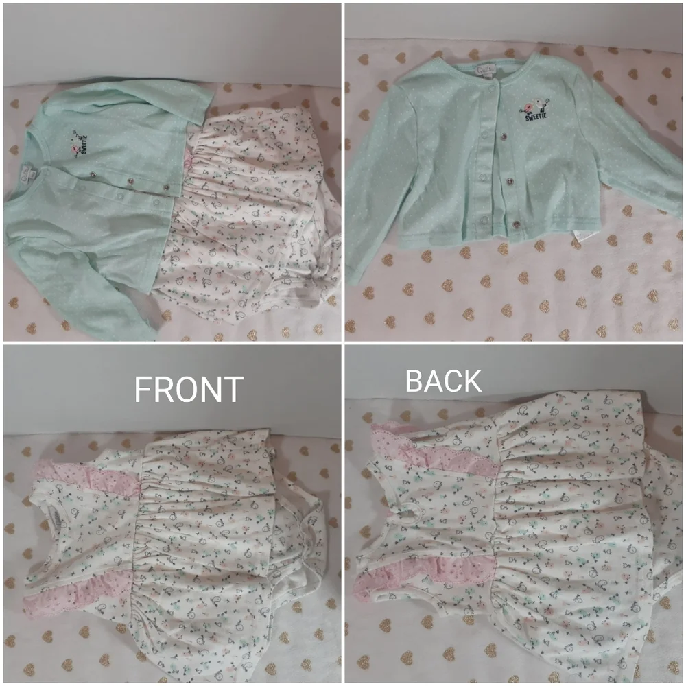 10/$40 Quiltex 2pc. Cardigan & Onesie Dress